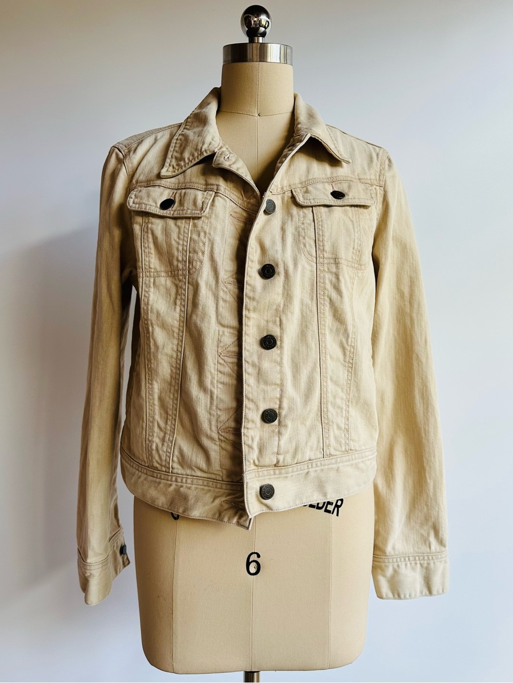 Vintage Ralph Lauren Beige Denim Trucker Jacket Neutral Preppy Capsule Boho - Picture 5 of 10